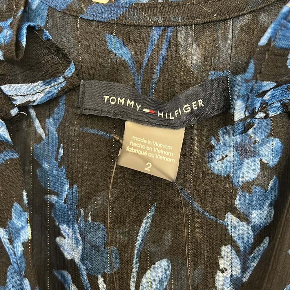Tommy Hilfiger Women Smocked Neck and Cuffs Long Sleeves Maxi Dress. Size 2. New - Picture 12 of 17